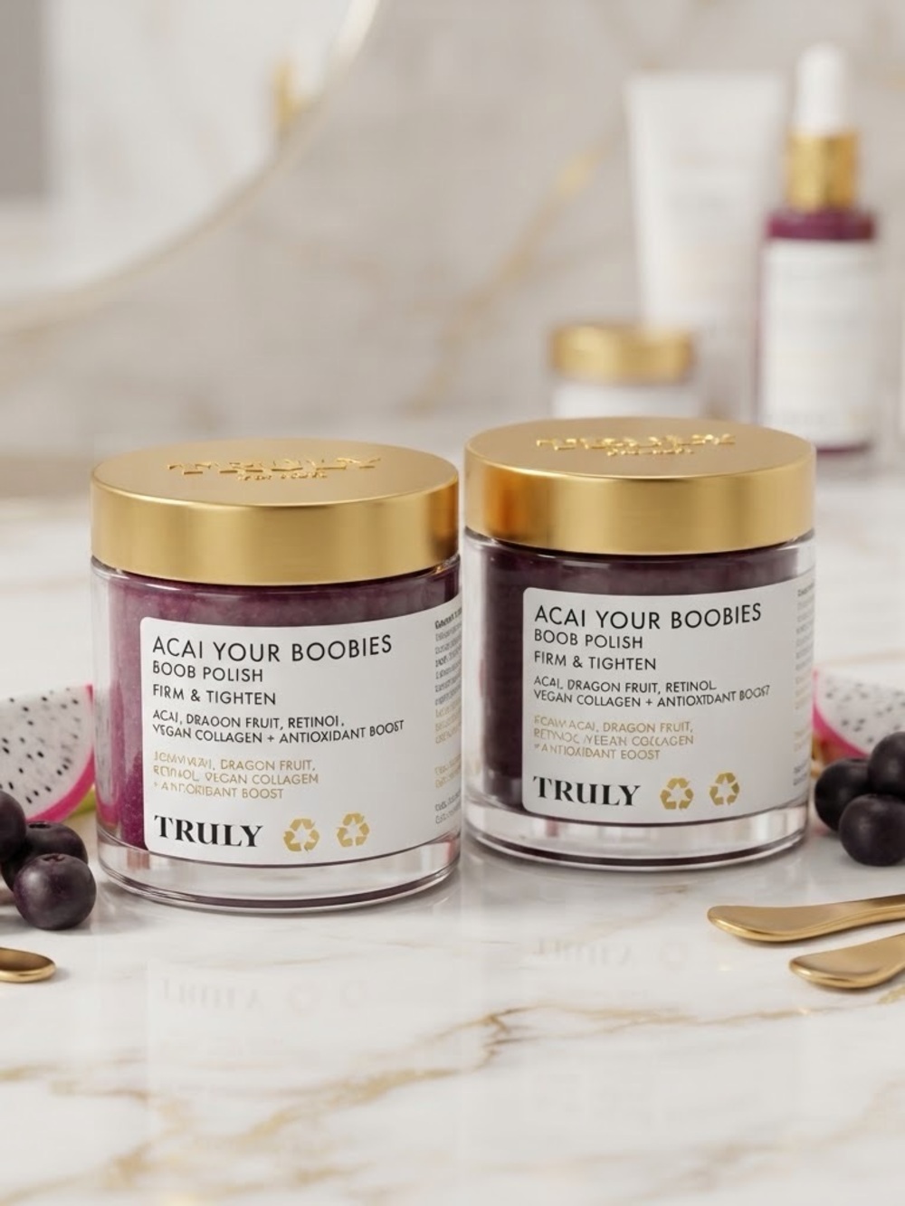 TRULY Acai Your Boobies Boob Polish - Gold Lid with Purple Polish (1 jar)